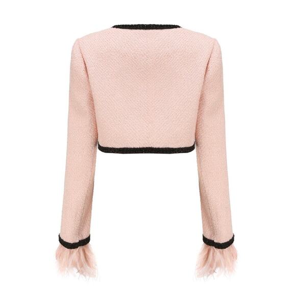 Nana Jacqueline Coco Blazer Cropped Tweed Baby Pink size Medium - Picture 2 of 7